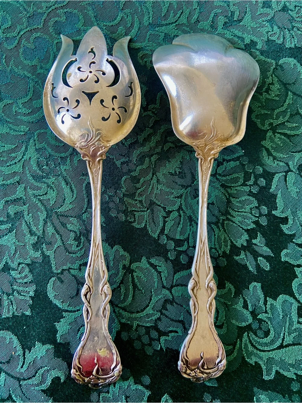 Alvin Majestic Sterling Silver set of Berry&Serving Spoons 8.8” with Hallmarks
